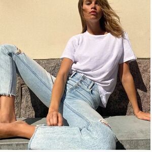 Aritzia Denim Forum The Yoko High Rise Distressed Slim Jean 27